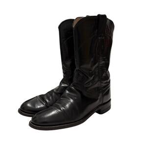 Justin Roper Black Leather Cowboy Boots Women's 7B L3703 Made In USA